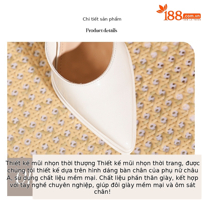 Sandal cao gót nữ mũi nhọn quai ngang khóa dây, gót 11 cm, đế platform — Màu nude - 11cm chi tiết 3