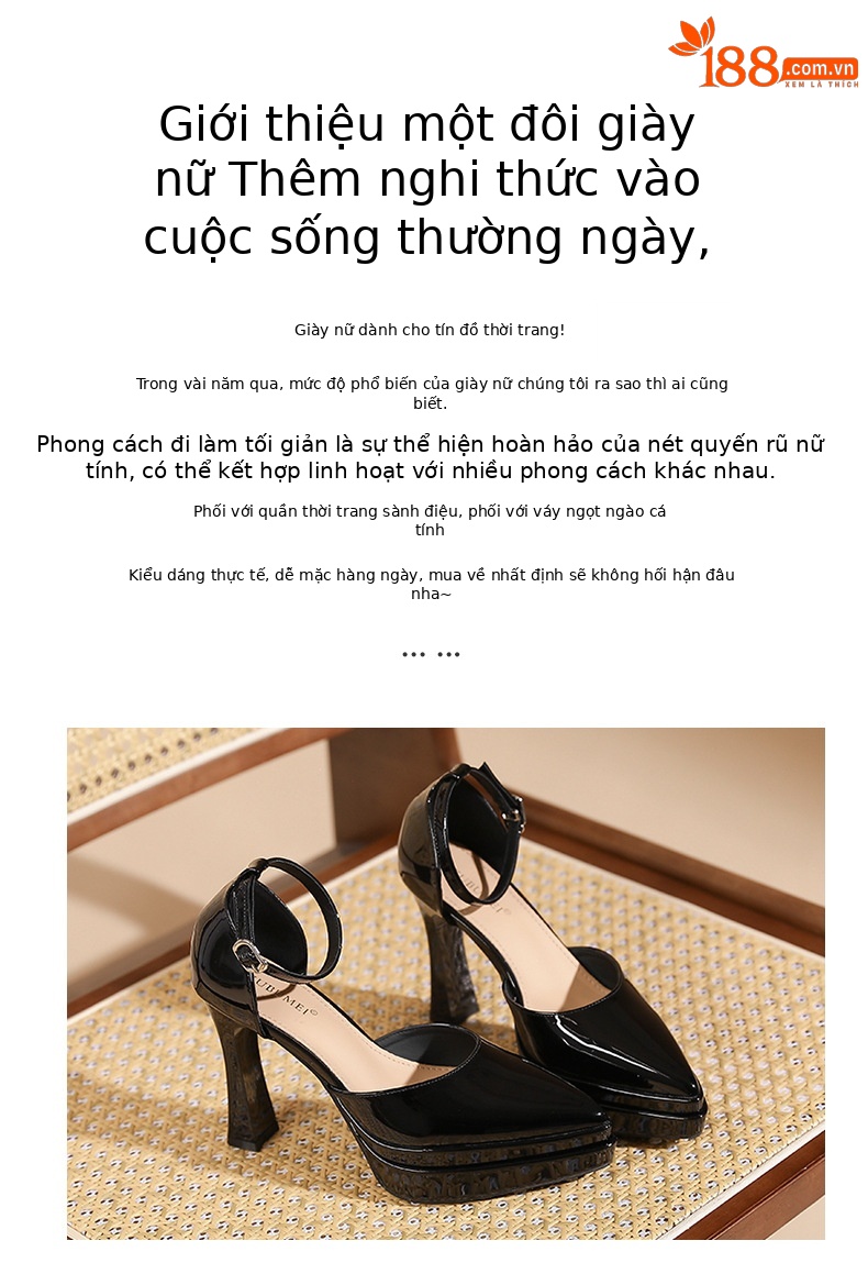 Sandal cao gót nữ mũi nhọn quai ngang khóa dây, gót 11 cm, đế platform — Màu nude - 11cm chi tiết 2