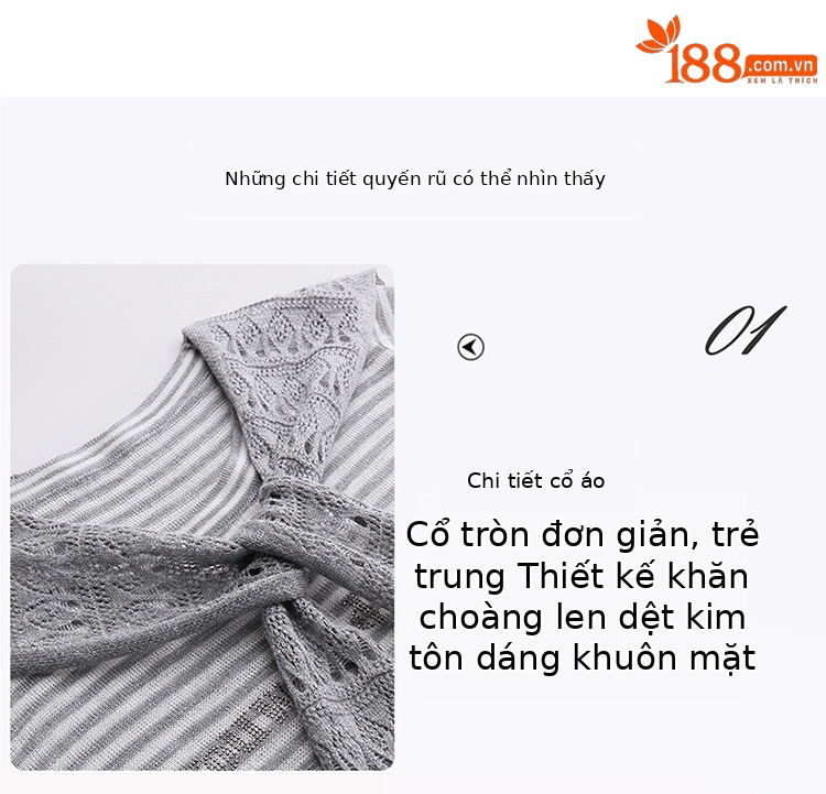 Bộ quần áo hai mảnh sọc kẻ thiết kế khăn choàng phối quần ống đứng thời trang — màu đen, màu trắng ngà chi tiết 6