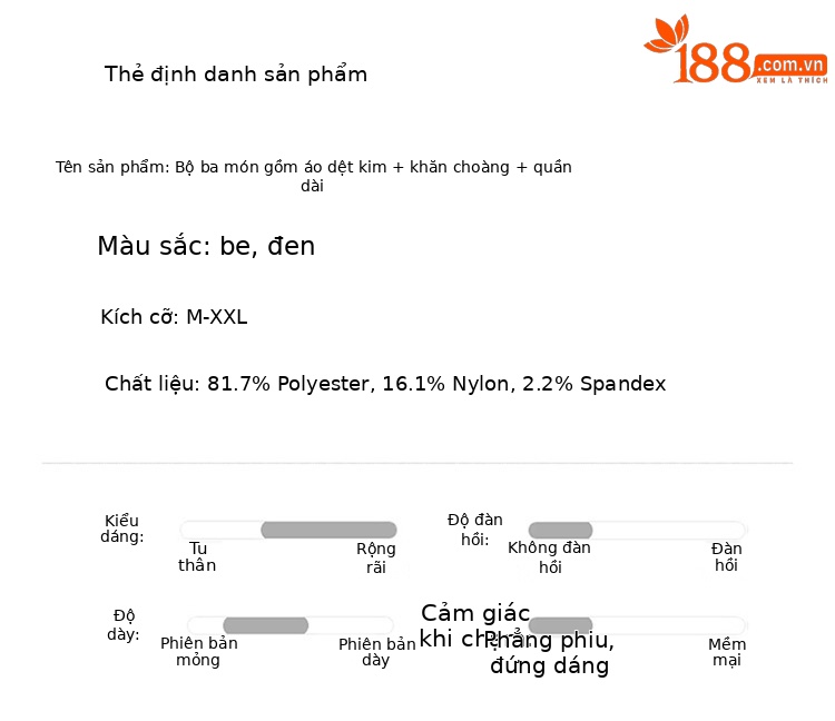 Bộ quần áo hai mảnh sọc kẻ thiết kế khăn choàng phối quần ống đứng thời trang — màu đen, màu trắng ngà chi tiết 10