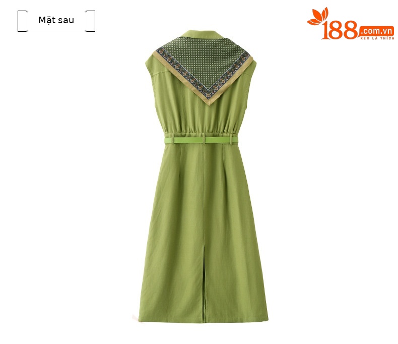 Đầm maxi nữ cổ bẻ tay ngắn dáng suông kèm khăn lụa AH8635 — Màu ảnh chi tiết 24