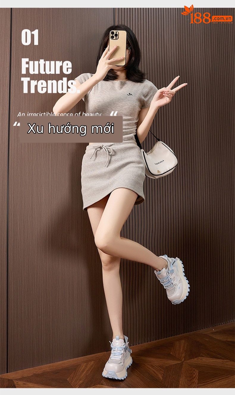 Giày sneaker nữ chunky đế dày lưới thoáng khí phong cách Forrest Gump — Xanh dương, Vàng, Trắng chi tiết 2