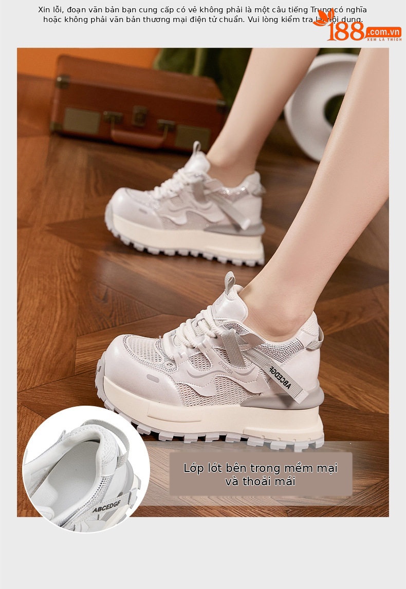 Giày sneaker nữ chunky đế dày lưới thoáng khí phong cách Forrest Gump — Xanh dương, Vàng, Trắng chi tiết 5