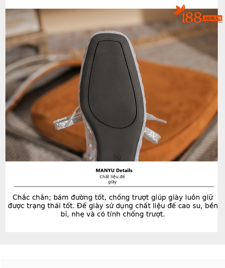 Sandal cao gót nữ ren lưới hở mũi phong cách Pháp — Champagne màu chi tiết 6