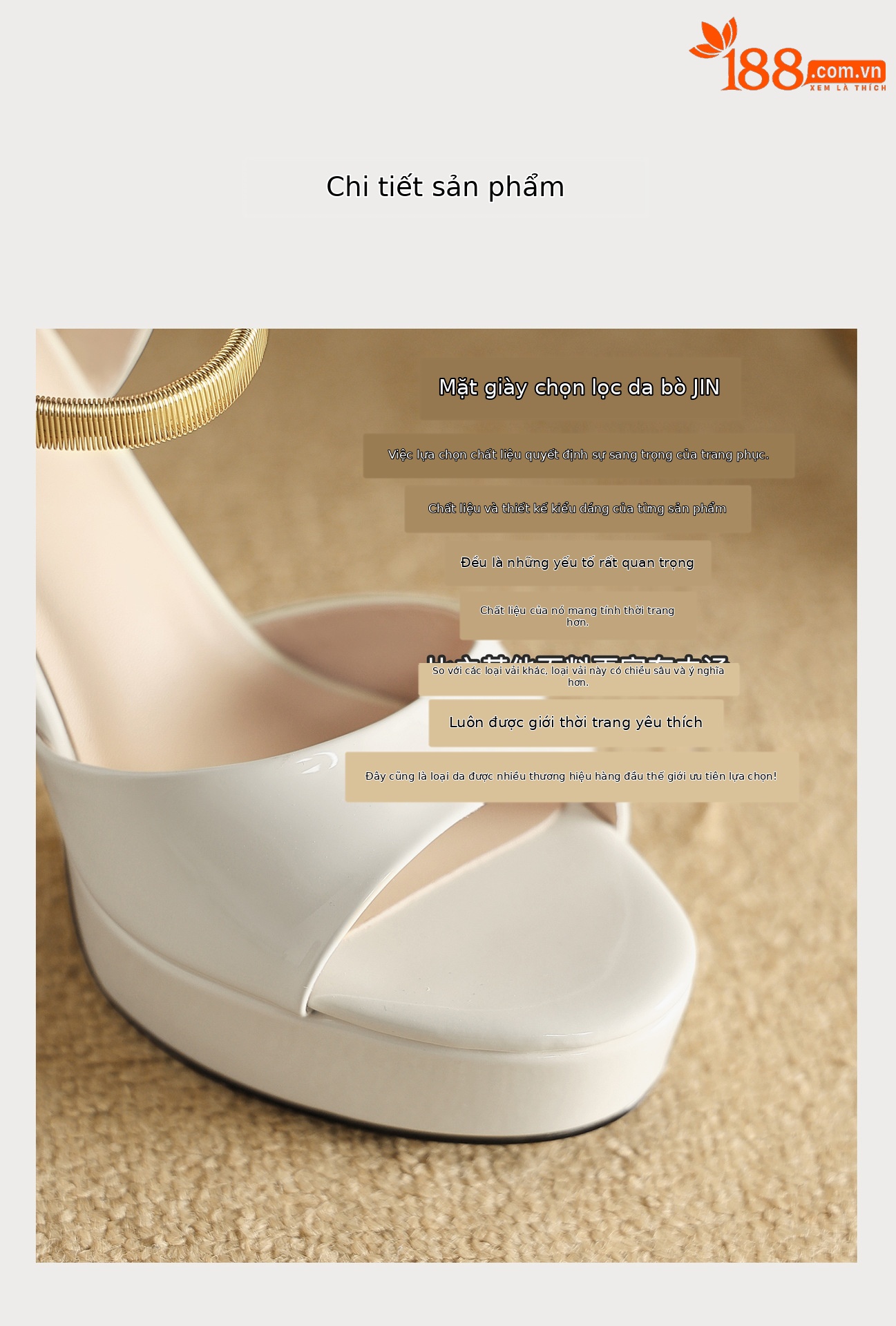 Sandal peep toe nữ quai ngang gót vuông platform đế cao 9 cm — màu đen, màu trắng ngà chi tiết 6