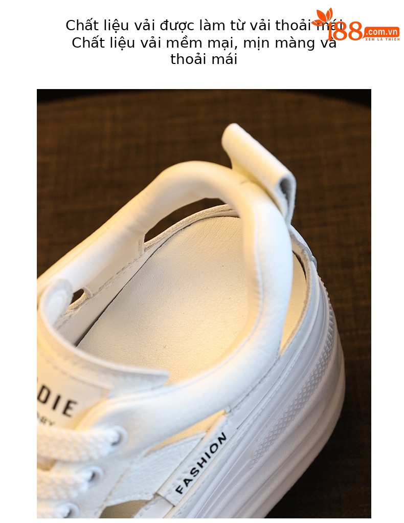 Giày sneaker nữ đế dày tăng chiều cao, phong cách thể thao — màu trắng chi tiết 7