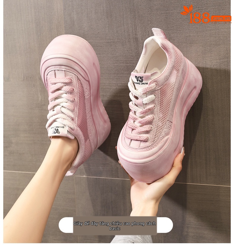 Giày sneaker nữ đế dày lưới thoáng khí phong cách bánh xốp trắng đa năng — Gỗ sồi Ash chi tiết 1