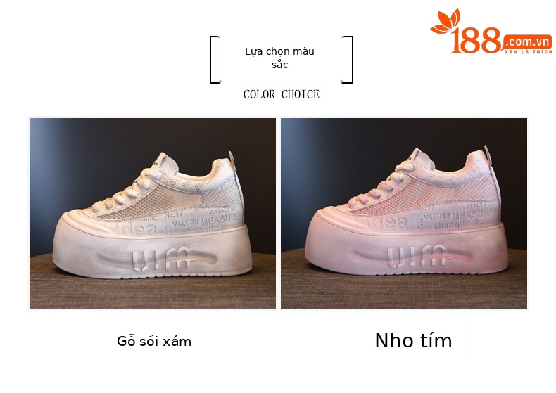 Giày sneaker nữ đế dày lưới thoáng khí phong cách bánh xốp trắng đa năng — Gỗ sồi Ash chi tiết 2