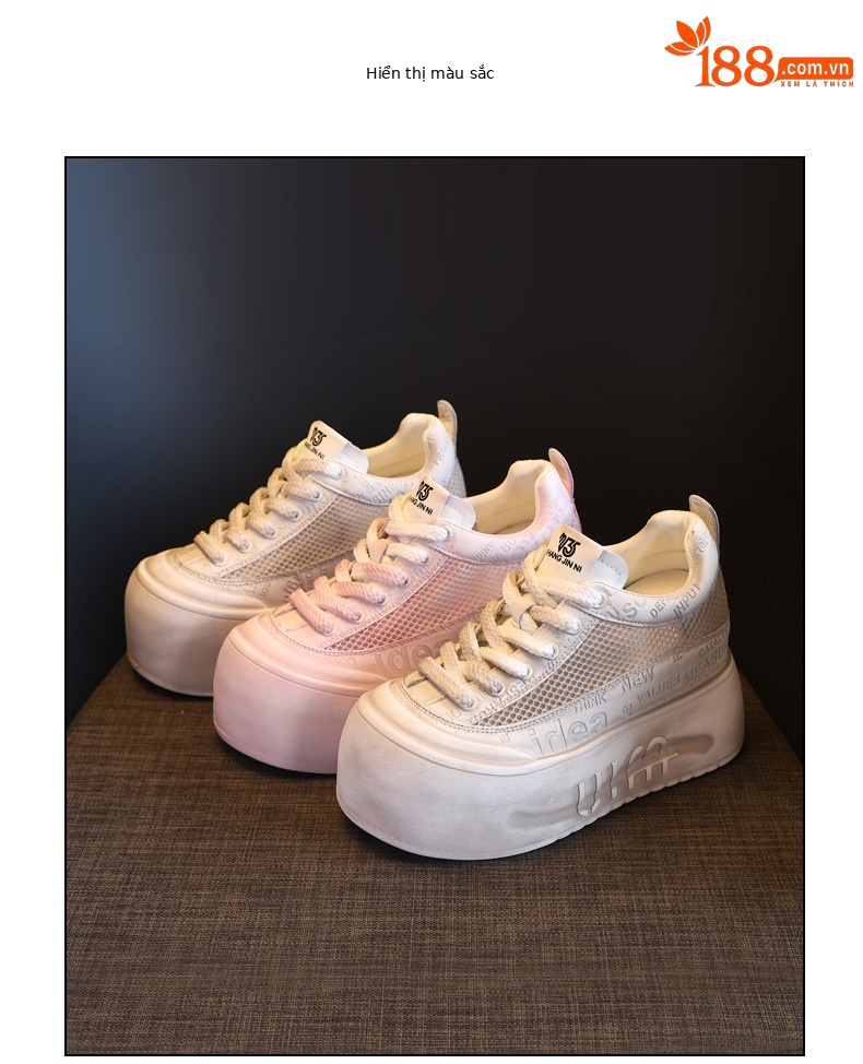 Giày sneaker nữ đế dày lưới thoáng khí phong cách bánh xốp trắng đa năng — Gỗ sồi Ash chi tiết 17