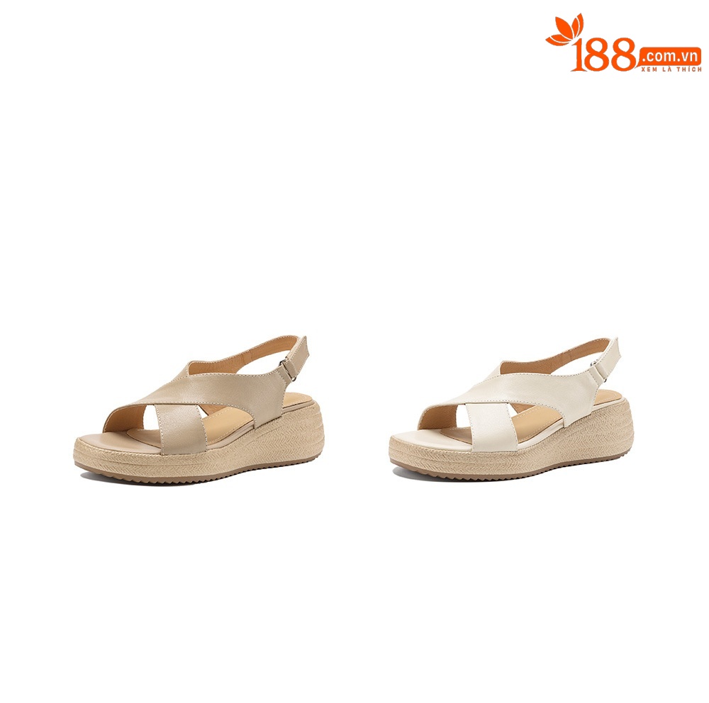 Sandal nữ quai chữ V đế dày mũi tròn hở ngón chân — màu trắng ngà chi tiết 4