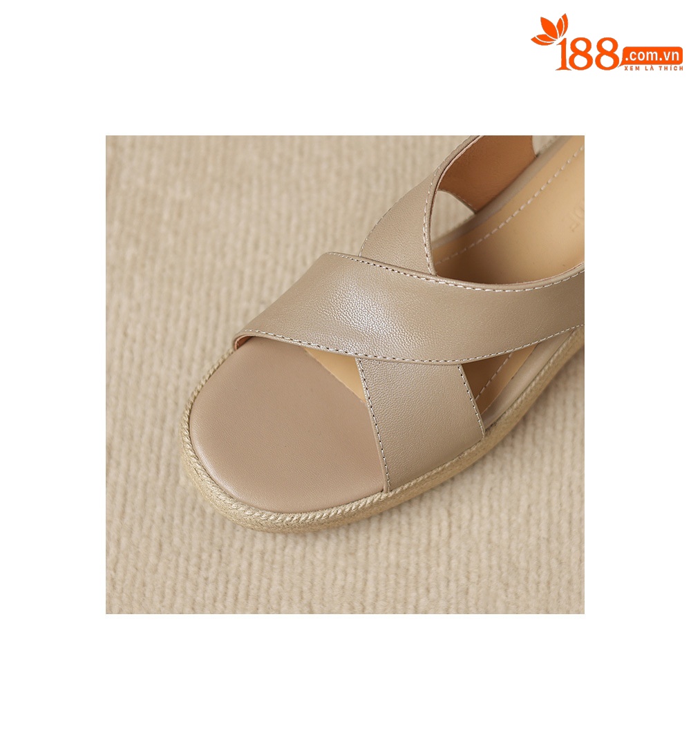 Sandal nữ quai chữ V đế dày mũi tròn hở ngón chân — màu trắng ngà chi tiết 9