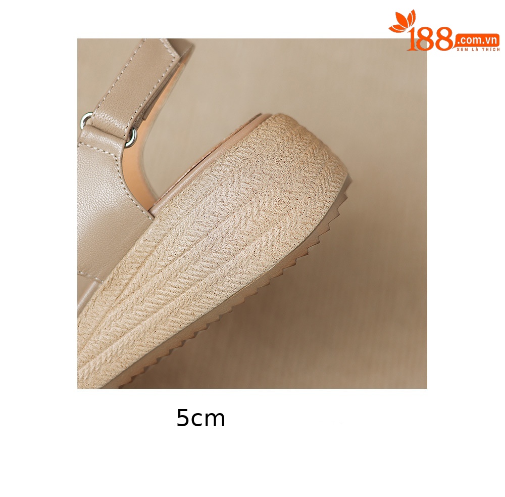Sandal nữ quai chữ V đế dày mũi tròn hở ngón chân — màu trắng ngà chi tiết 14
