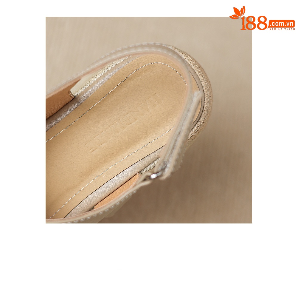Sandal nữ quai chữ V đế dày mũi tròn hở ngón chân — màu trắng ngà chi tiết 16