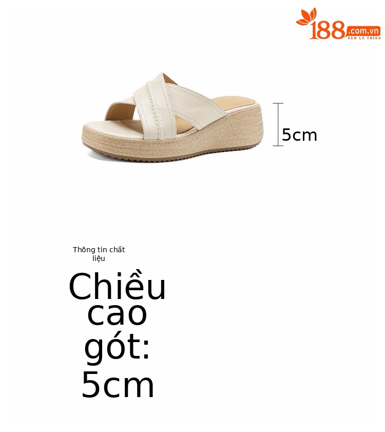 Dép sandal nữ quai chéo hở ngón đế dày da cừu — màu trắng ngà chi tiết 3