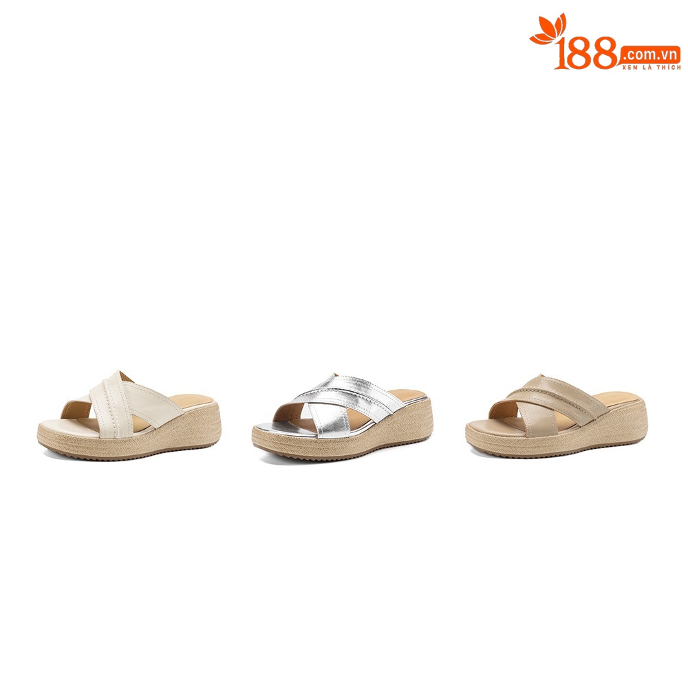 Dép sandal nữ quai chéo hở ngón đế dày da cừu — màu trắng ngà chi tiết 4