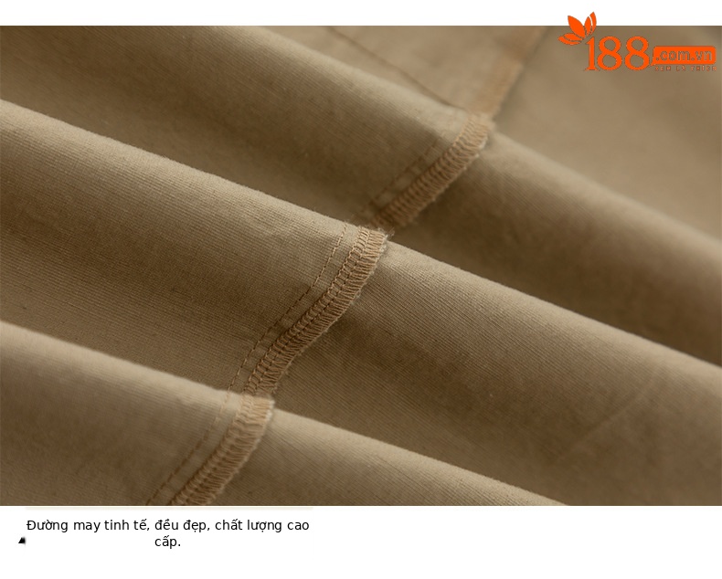 Quần culottes nữ ống rộng cạp cao vải lanh phối cotton, dáng bong bóng thoáng mát — màu kaki chi tiết 17