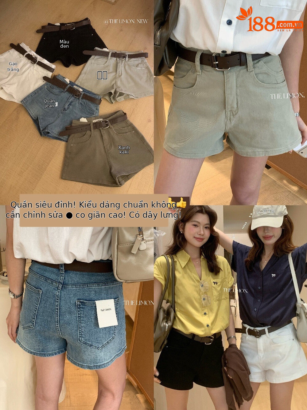 Quần short jean nữ lưng cao thiết kế hai túi phong cách trẻ trung — màu đen, Cao bồi xanh, trắng ngà, Xanh lá cây nhạtcolor chi tiết 10