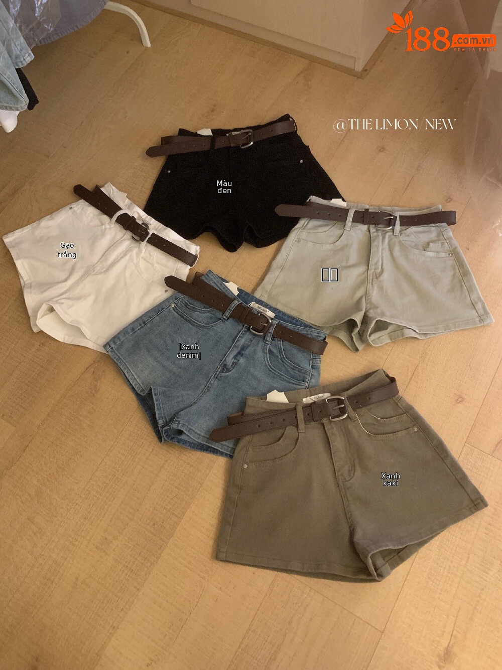 Quần short jean nữ lưng cao thiết kế hai túi phong cách trẻ trung — màu đen, Cao bồi xanh, trắng ngà, Xanh lá cây nhạtcolor chi tiết 13