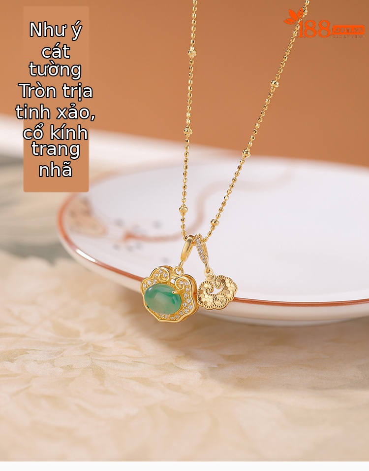 Mặt dây chuyền bạc S925 mạ vàng hình trứng mì Châu Phi phong cách đơn giản — Dây chuyền vàng chi tiết 1