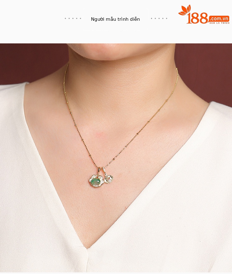 Mặt dây chuyền bạc S925 mạ vàng hình trứng mì Châu Phi phong cách đơn giản — Dây chuyền vàng chi tiết 6