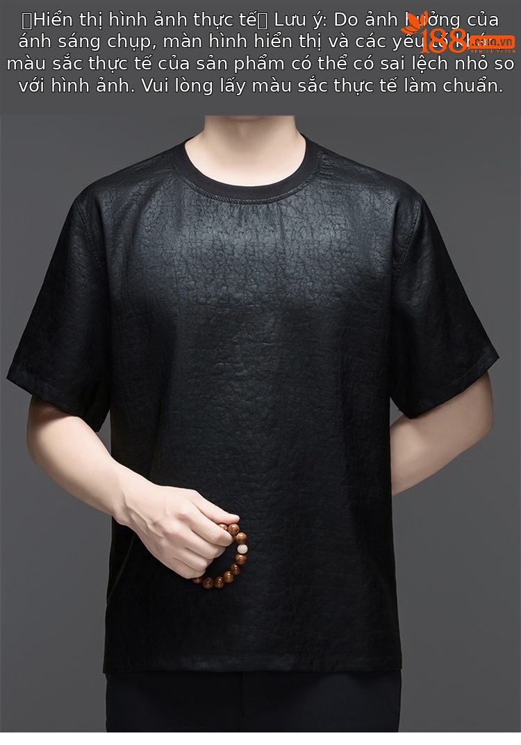 Áo thun nam cổ tròn basic dáng rộng, chất liệu cotton thoáng mát — Đen SPH8819 chi tiết 7
