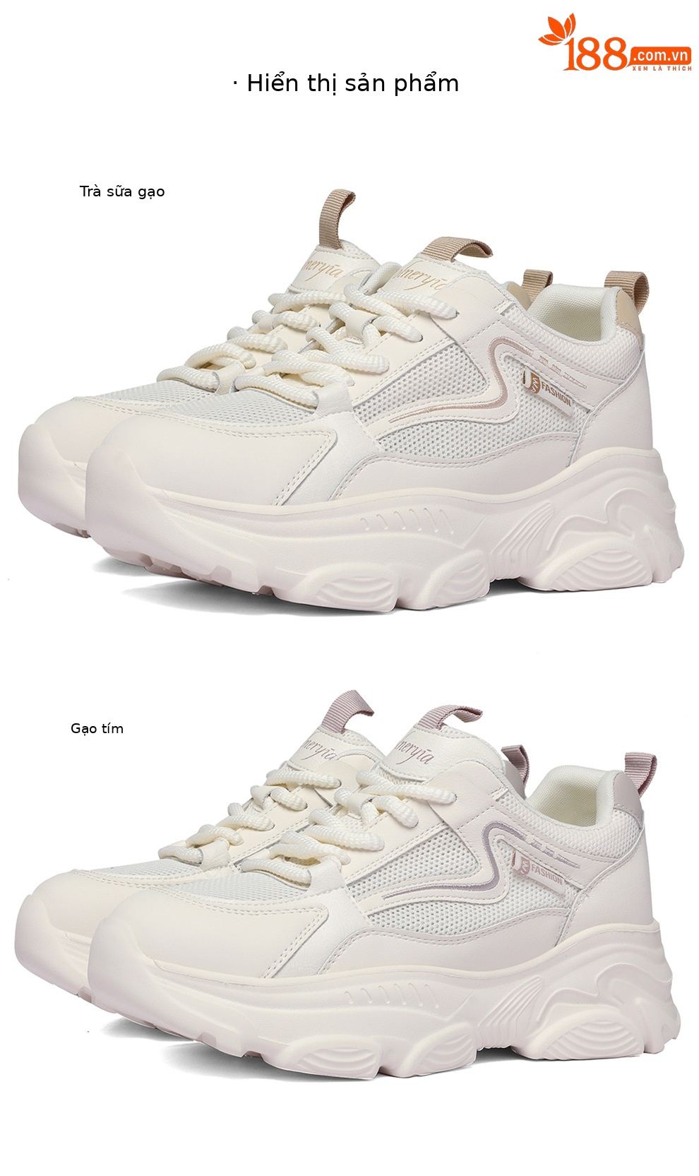 Giày sneaker nữ chunky đế dày lưới thoáng khí, tăng chiều cao nhẹ nhàng — 6148m trà sữa, 6148 mét tím chi tiết 9