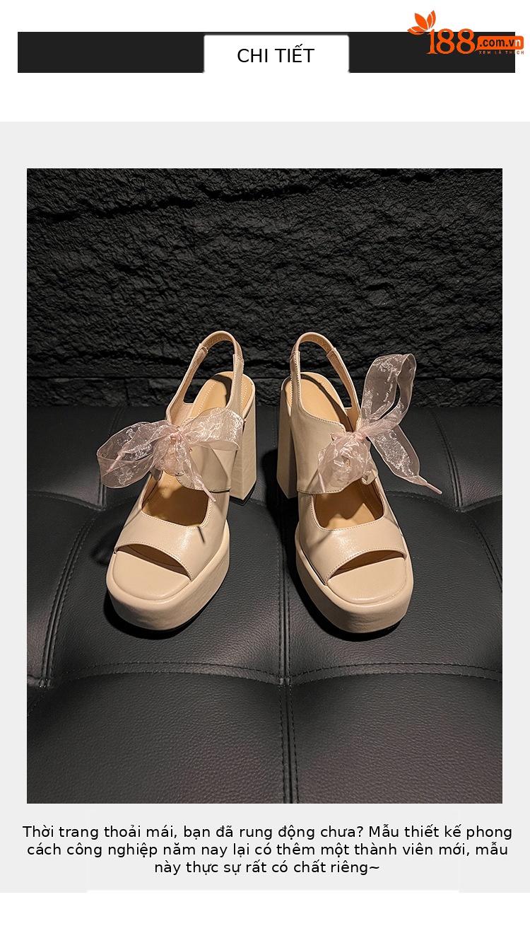 Sandal cao gót nữ hở mũi gót 12 cm đế platform quai dây ruy băng phong cách La Mã — màu đen, màu mơ chi tiết 2