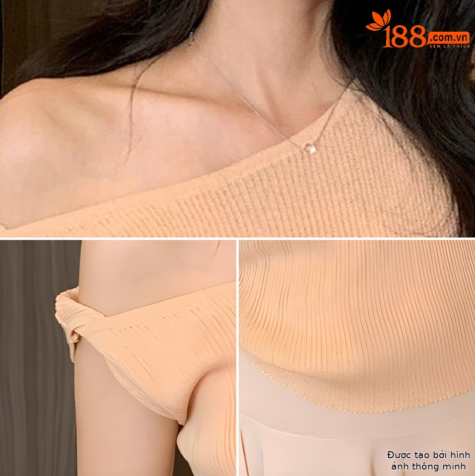Áo len nữ cổ lọ tay dài phong cách Hàn Quốc, thiết kế vai lệch thắt nút, ôm nhẹ — Thẻ nông, Đậu nành, xám đậm, màu đen chi tiết 9