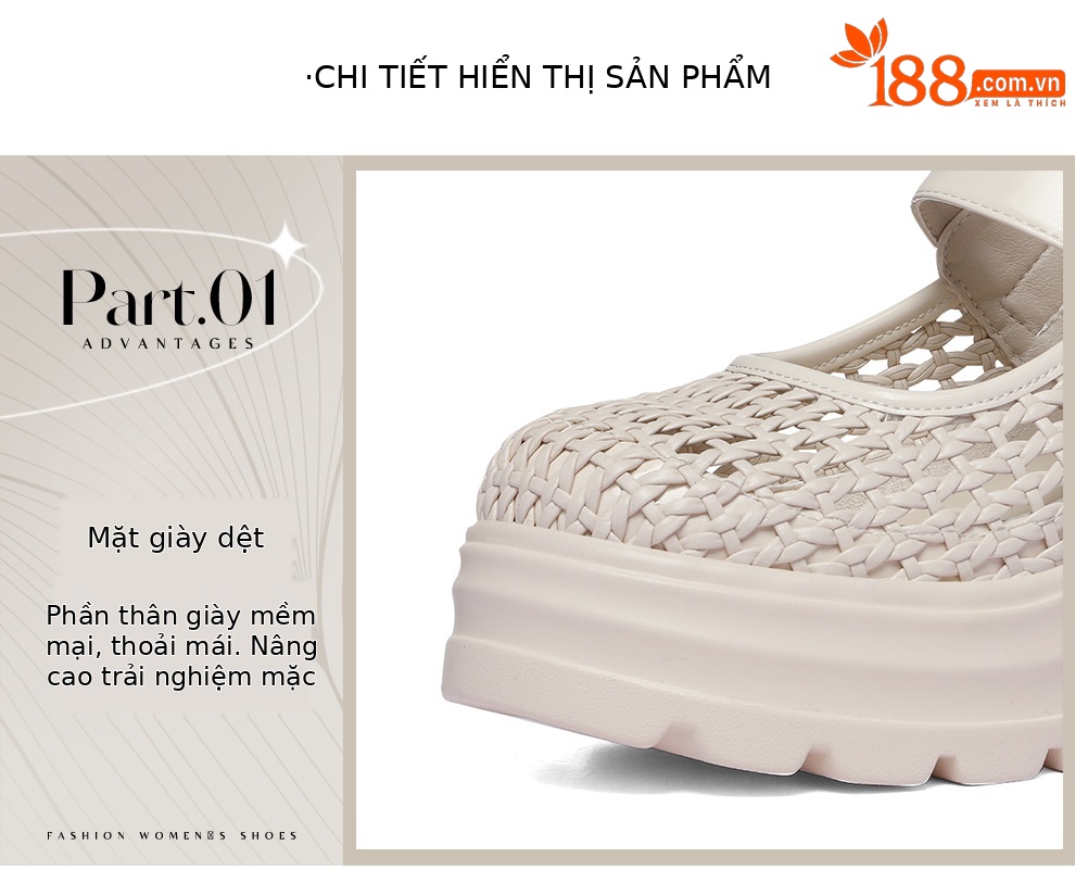 Giày Mary Jane nữ quai ngang đế dày lưới rỗng phong cách vintage — 6163 Màu be, 6163 Da đen chi tiết 6