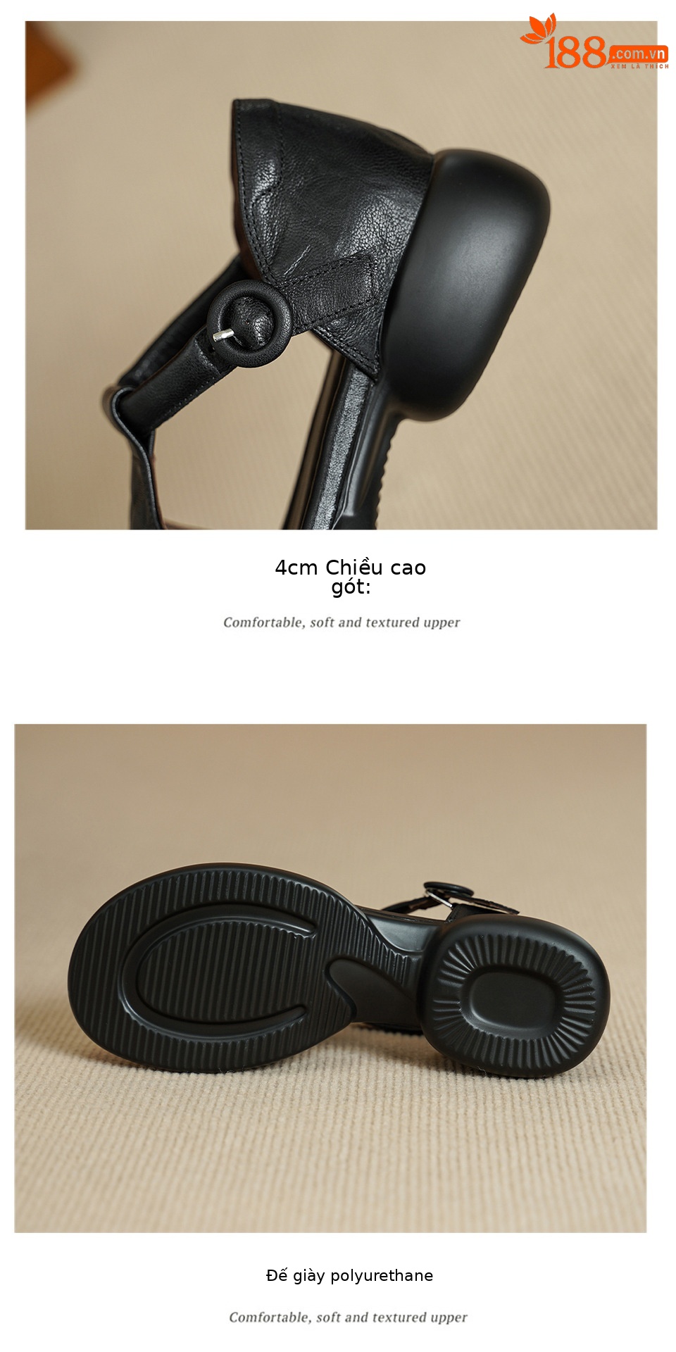 Sandal nữ da cừu mềm đế dày hở mũi, quai chữ T, gót thấp 3 cm, dán ma thuật — Vàng nâu chi tiết 14