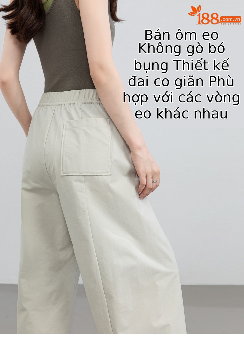 Quần culottes nữ ống rộng cạp cao dáng bong bóng, chất vải mỏng mùa hè, che hông tôn dáng — Hổ phách gừng chi tiết 15