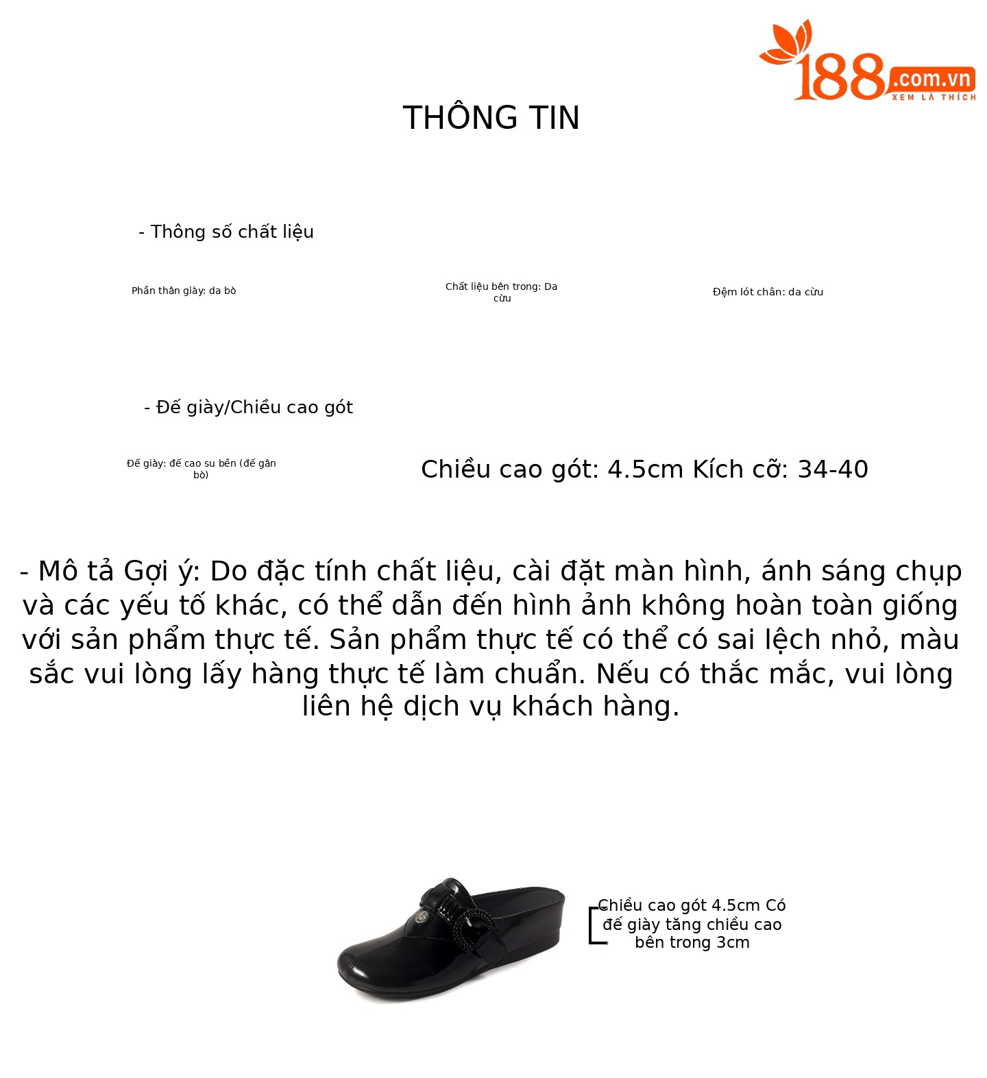 Dép mule nữ quai ngang mũi kín đế tăng chiều cao phong cách Hàn Quốc — màu đen, màu vàng, bạc chi tiết 2