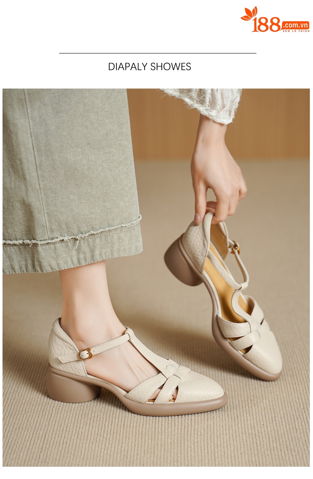 Sandal nữ quai chữ T bít mũi gót vuông 5 cm phong cách La Mã — đen chi tiết 5