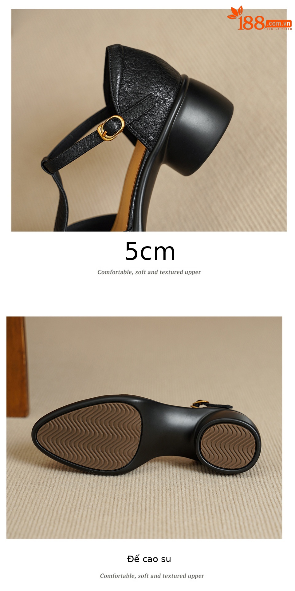 Sandal nữ quai chữ T bít mũi gót vuông 5 cm phong cách La Mã — đen chi tiết 15