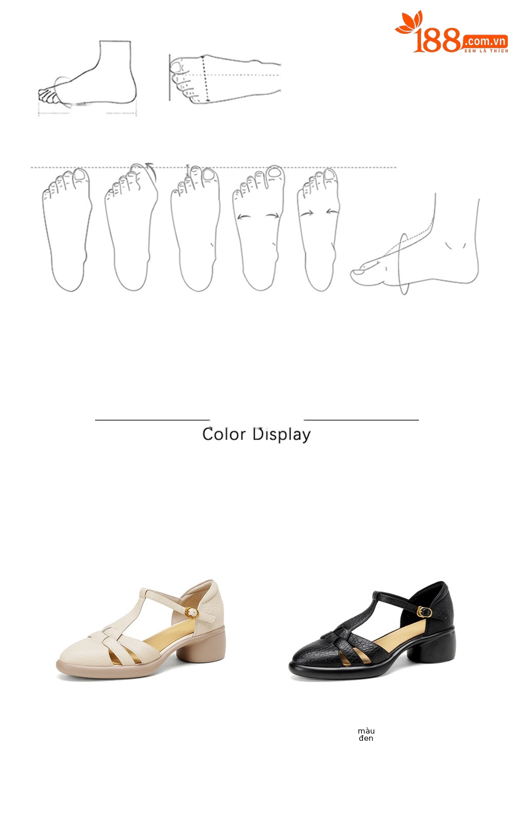 Sandal nữ quai chữ T bít mũi gót vuông 5 cm phong cách La Mã — đen chi tiết 4