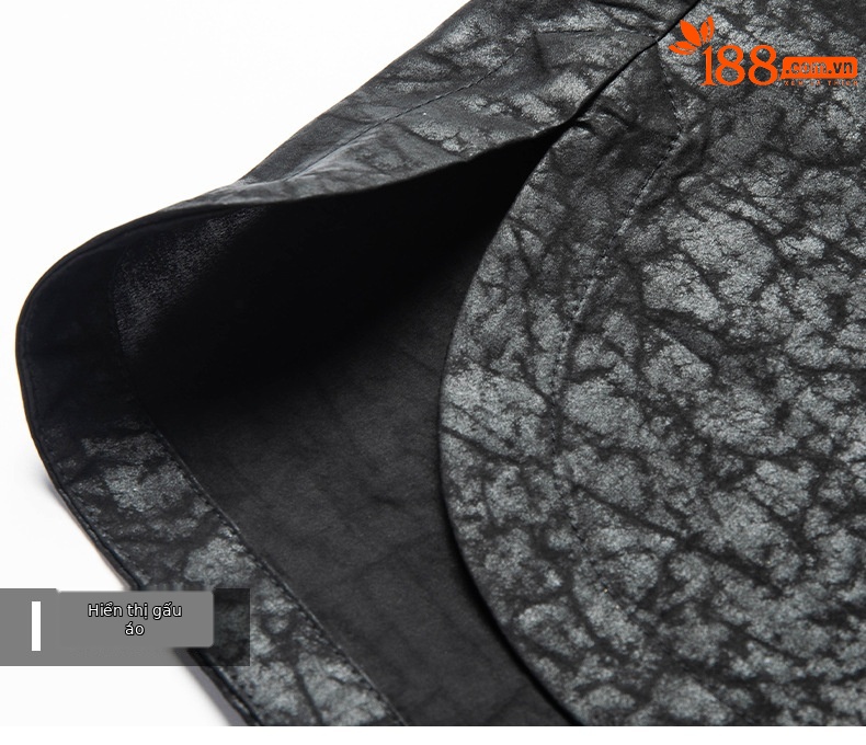 Áo sơ mi nam ngắn tay cổ đứng chất lụa mulberry mềm mại, phong cách quốc gia — Đen 26A183 chi tiết 16