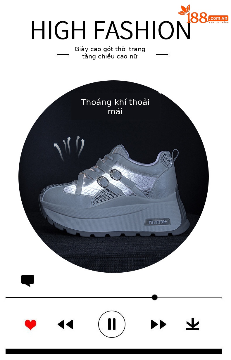 Giày sneaker nữ đế dày phong cách Hàn Quốc, gót 8 cm, form cổ điển — Vàng 5072, Be 5072 chi tiết 5