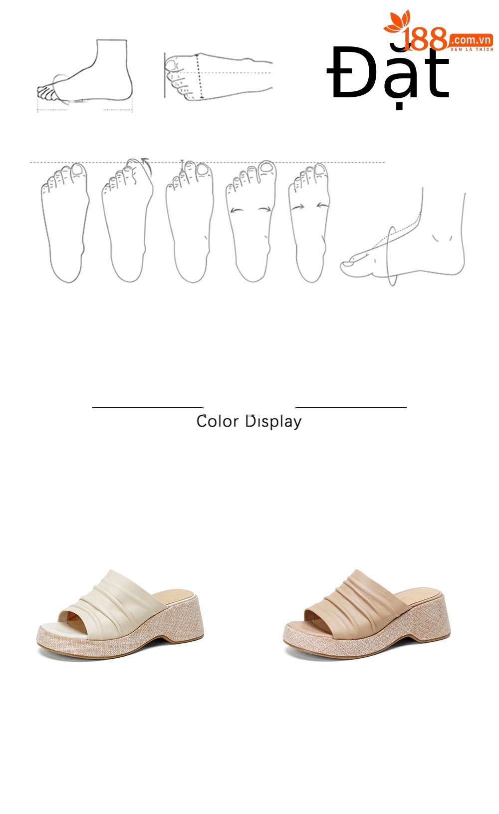 Sandal nữ da cừu gót xuồng đế dày hở mũi quai ngang — màu trắng ngà chi tiết 4