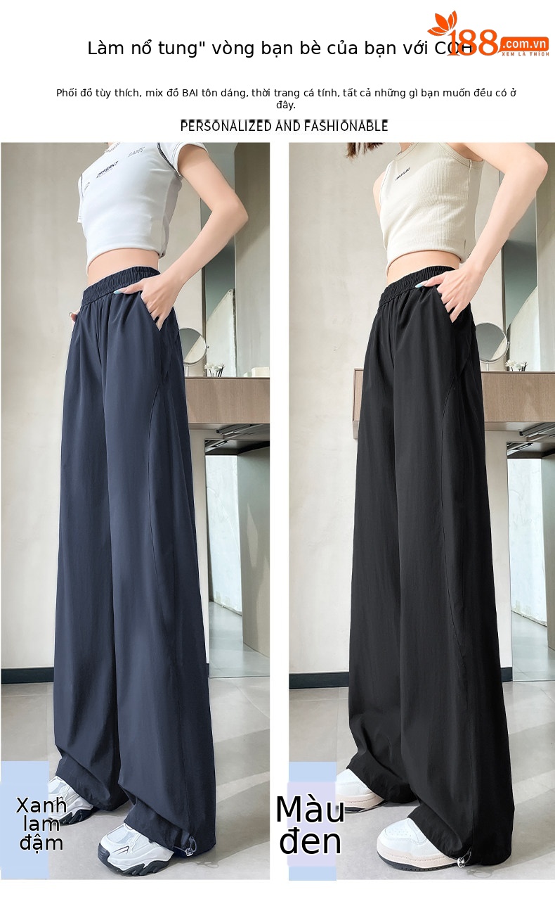 Quần chống nắng nữ cao eo kiểu Mỹ, vải khô nhanh, dáng ống đứng thể thao — Lời bài hát: Haze Blue (Little Man) chi tiết 8
