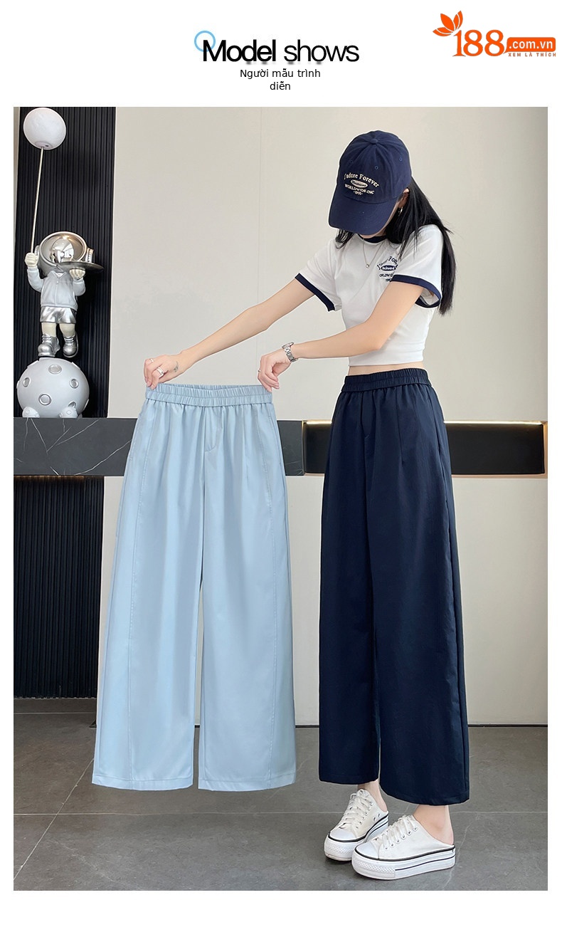 Quần culottes nữ ống rộng dáng suông chất liệu mềm mại mùa hè — Gạo hạnh màu chi tiết 15