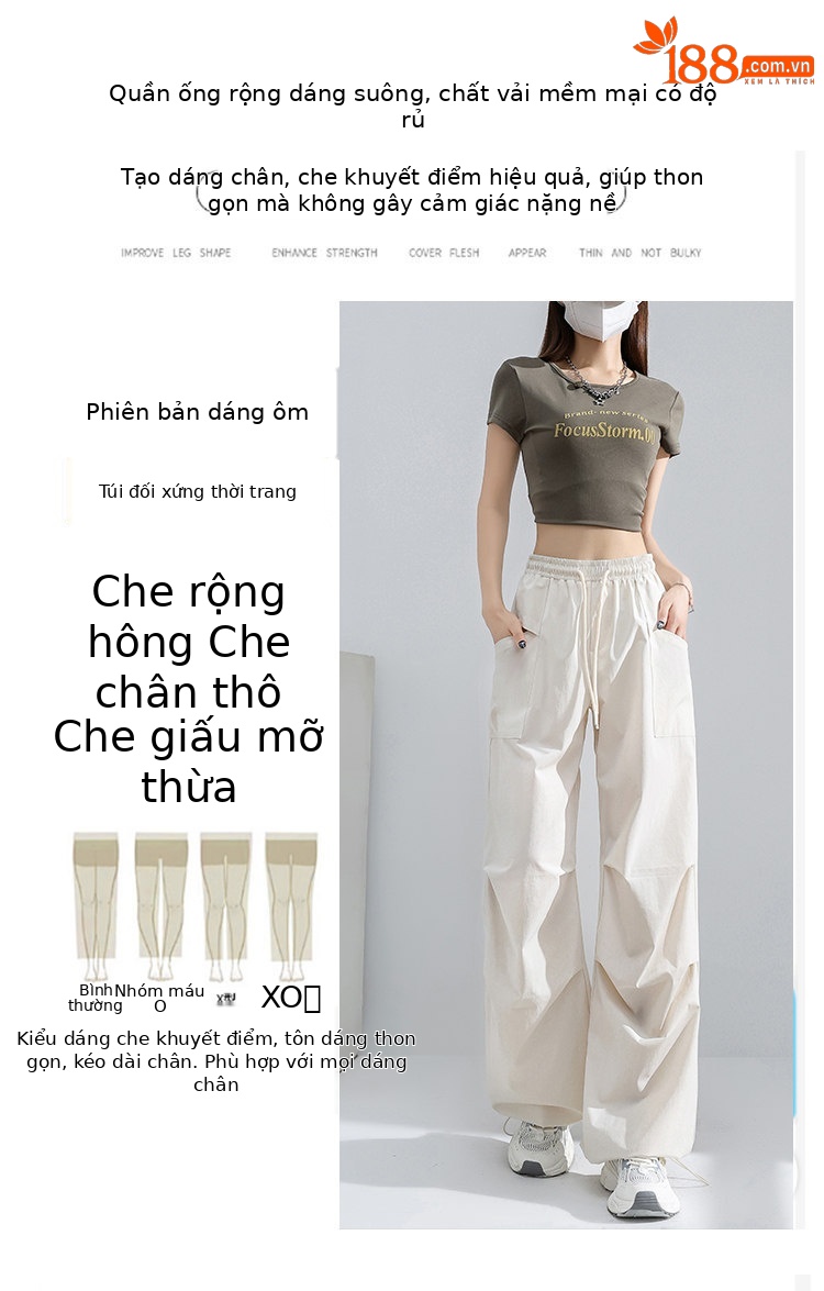 Quần yếm nữ kiểu Mỹ ống rộng cạp cao chất liệu băng lụa mát lạnh — Màu đen thông thường chi tiết 3