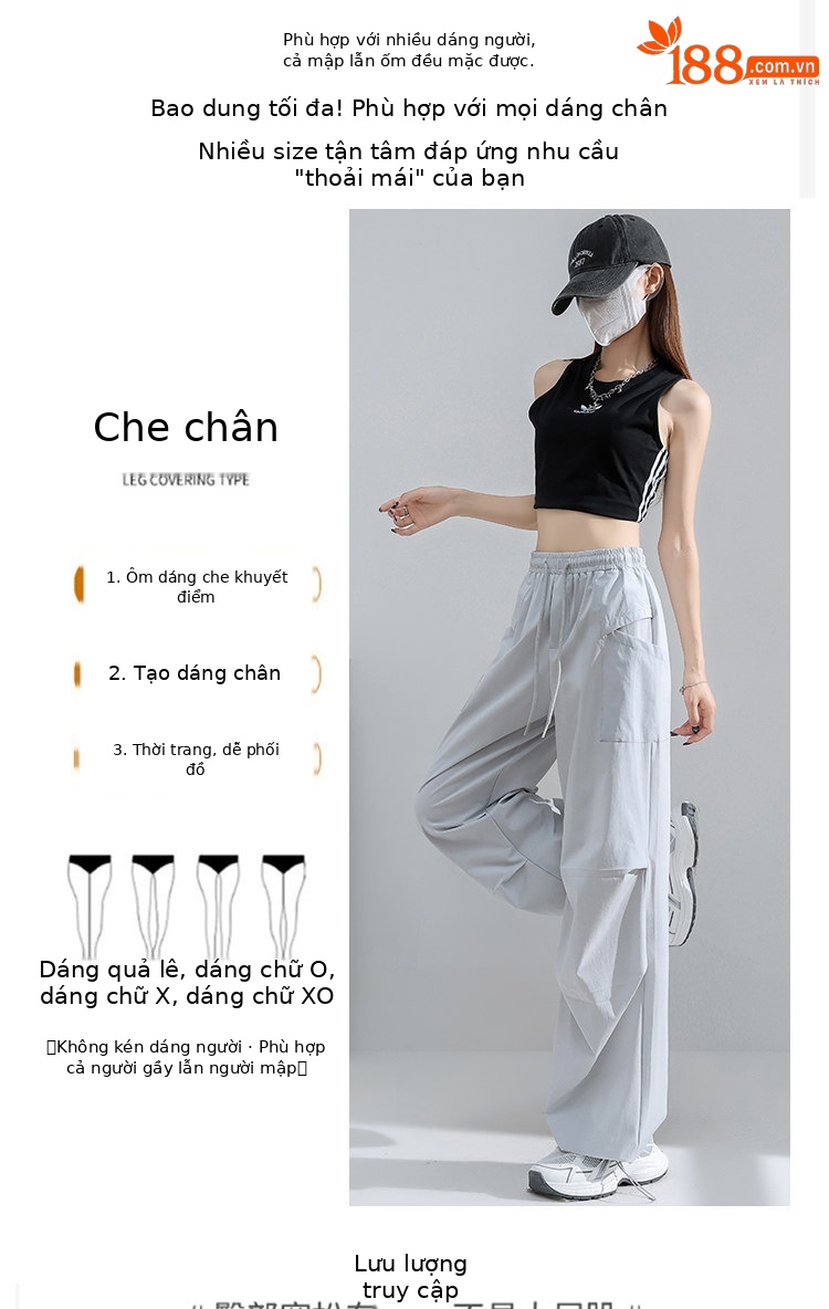 Quần yếm nữ kiểu Mỹ ống rộng cạp cao chất liệu băng lụa mát lạnh — Màu đen thông thường chi tiết 4
