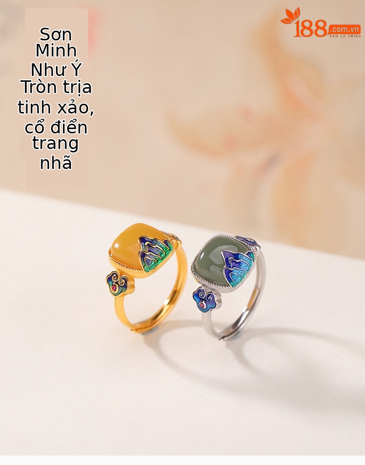 Nhẫn bạc S925 hình hồ lô hoa sen mặt oval phong cách vintage — Một mảnh chi tiết 1