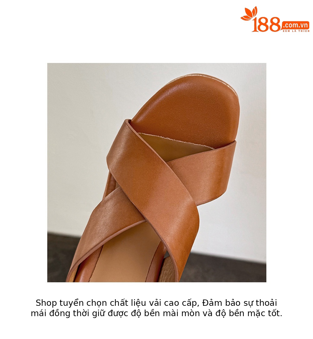 Sandal cao gót nữ quai chéo hở mũi đế xuồng tăng chiều cao — màu nâu, Hồng tím, màu trắng ngà chi tiết 18