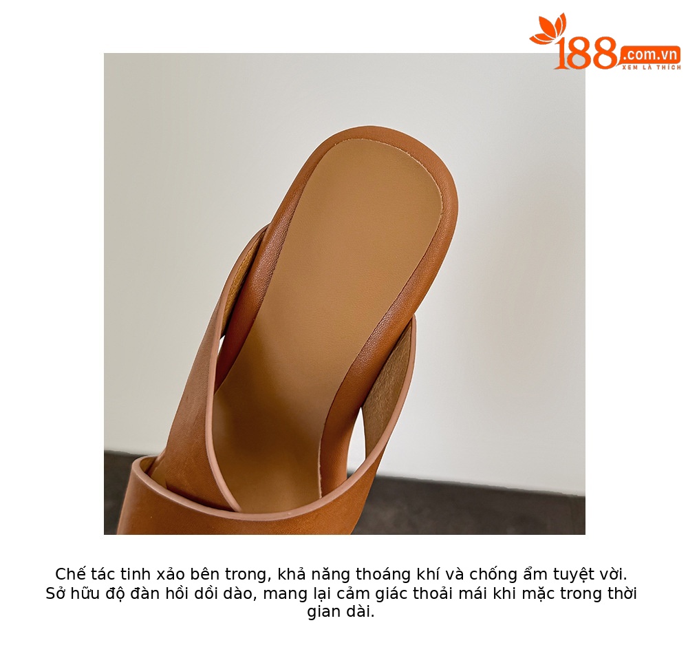 Sandal cao gót nữ quai chéo hở mũi đế xuồng tăng chiều cao — màu nâu, Hồng tím, màu trắng ngà chi tiết 19