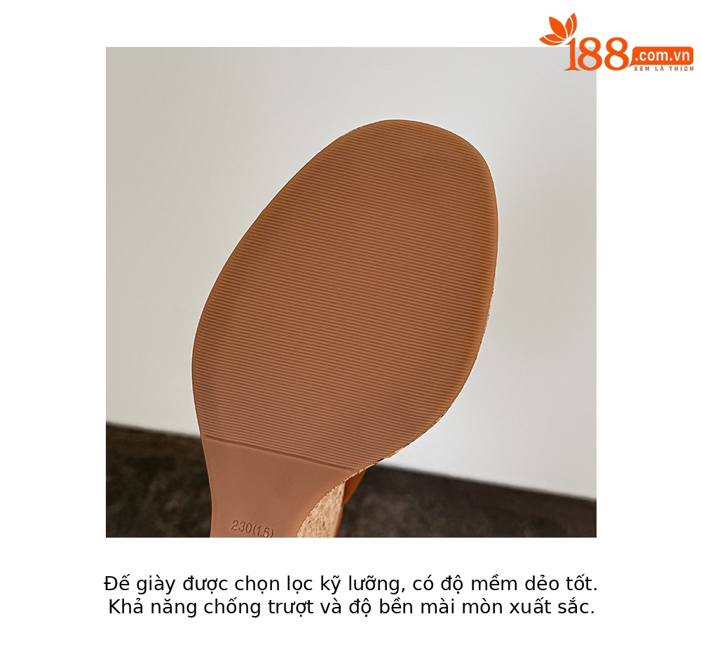 Sandal cao gót nữ quai chéo hở mũi đế xuồng tăng chiều cao — màu nâu, Hồng tím, màu trắng ngà chi tiết 21