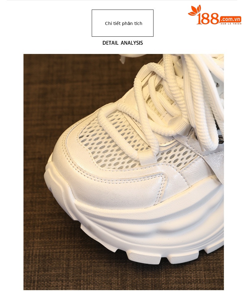 Giày sneaker nữ đế dày tăng chiều cao phong cách Hàn Quốc mùa hè 2026 — màu sắc, màu trắng chi tiết 7