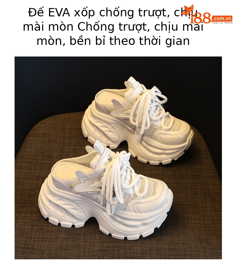 Giày sneaker nữ đế dày tăng chiều cao phong cách Hàn Quốc mùa hè 2026 — màu sắc, màu trắng chi tiết 10
