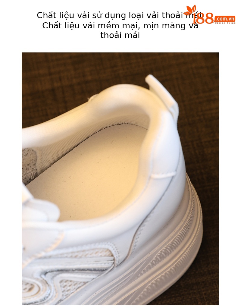 Giày sneaker nữ đế dày tăng chiều cao mặt lưới phong cách thể thao — màu trắng chi tiết 6