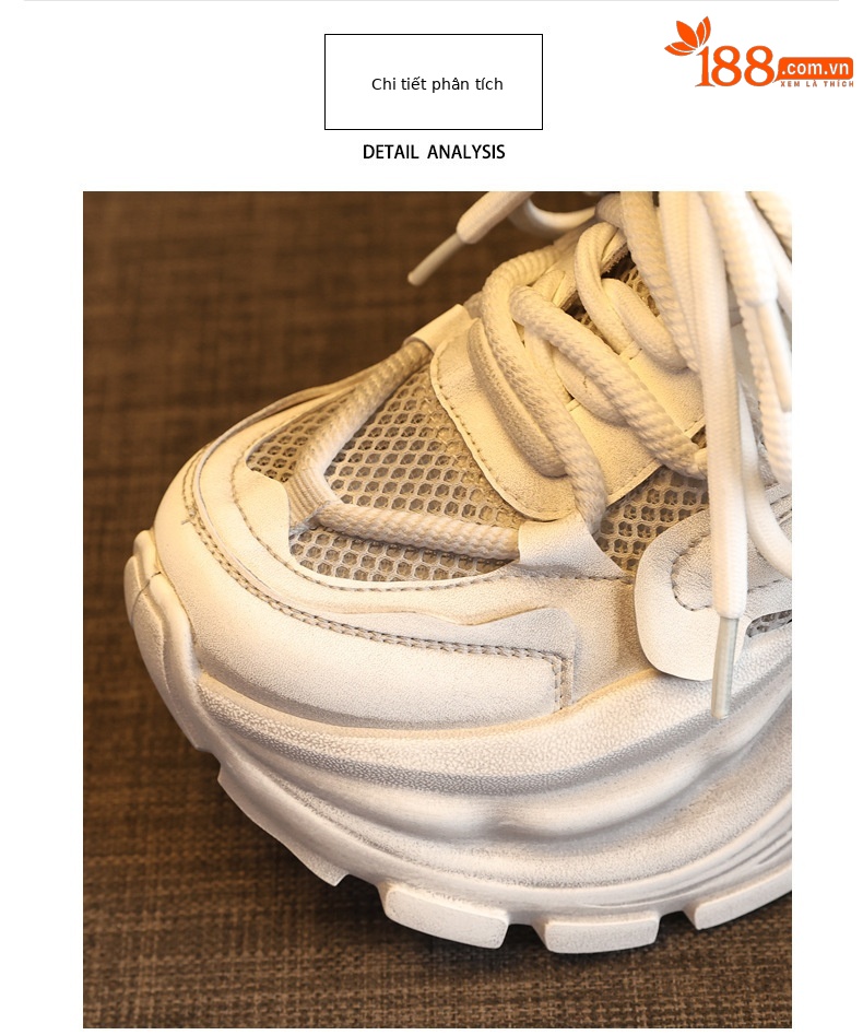 Giày sneaker nữ đế dày lưới thoáng khí phong cách daddy giày tăng chiều cao — màu hồng chi tiết 6